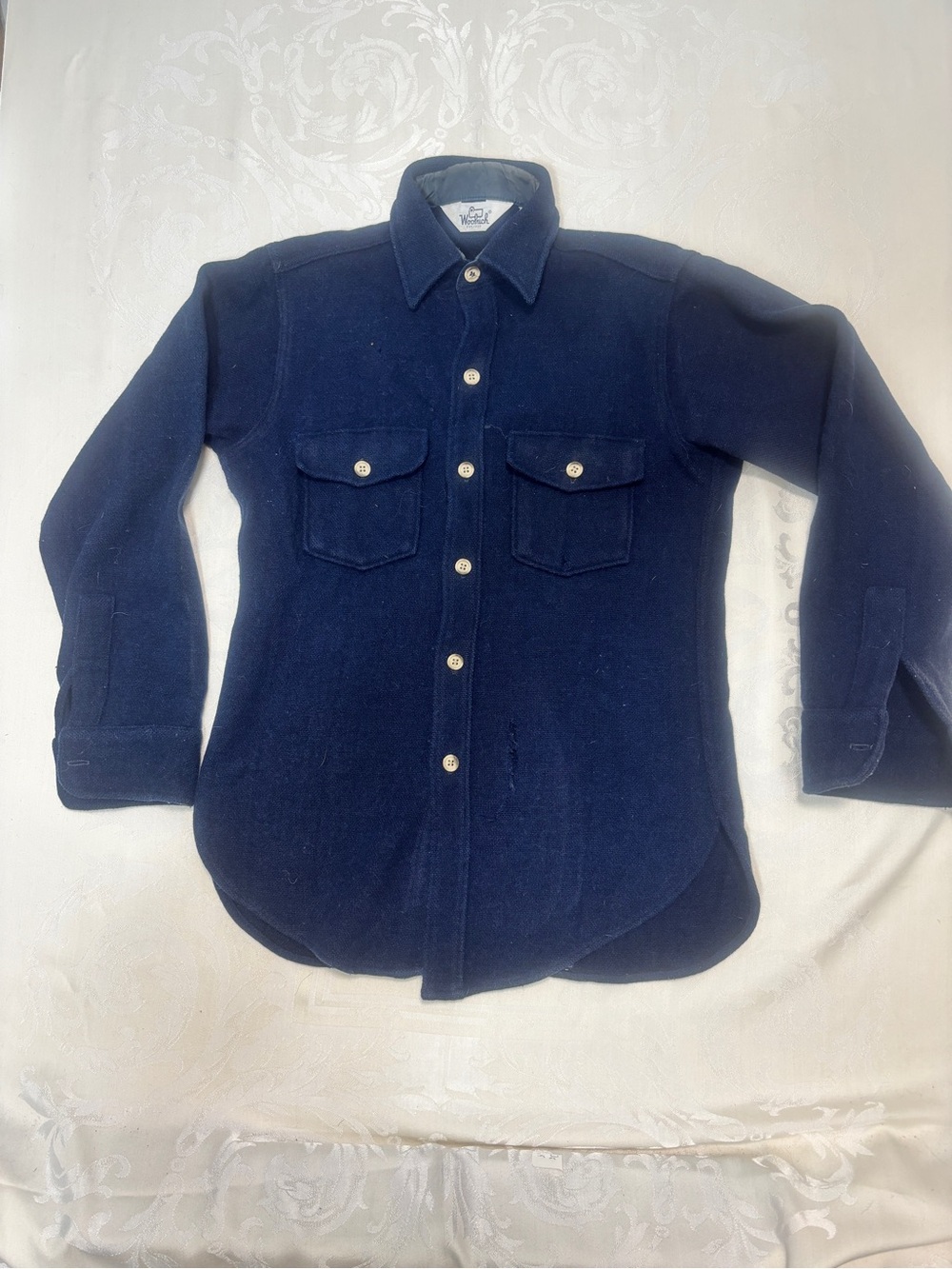 Woolrich Navy Wool Button-Front Shirt Jacket